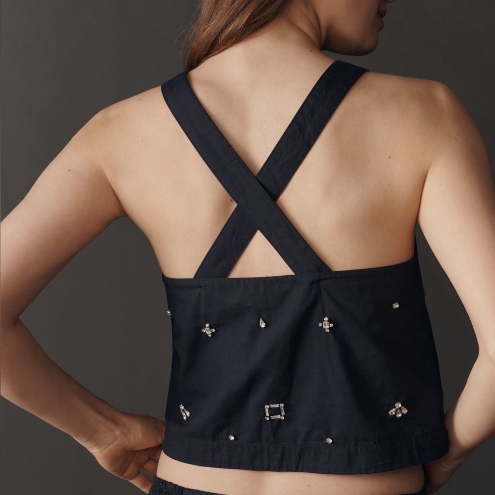 NWT Mauve Embellished Navy Top ✨💎 - Picture 5 of 5